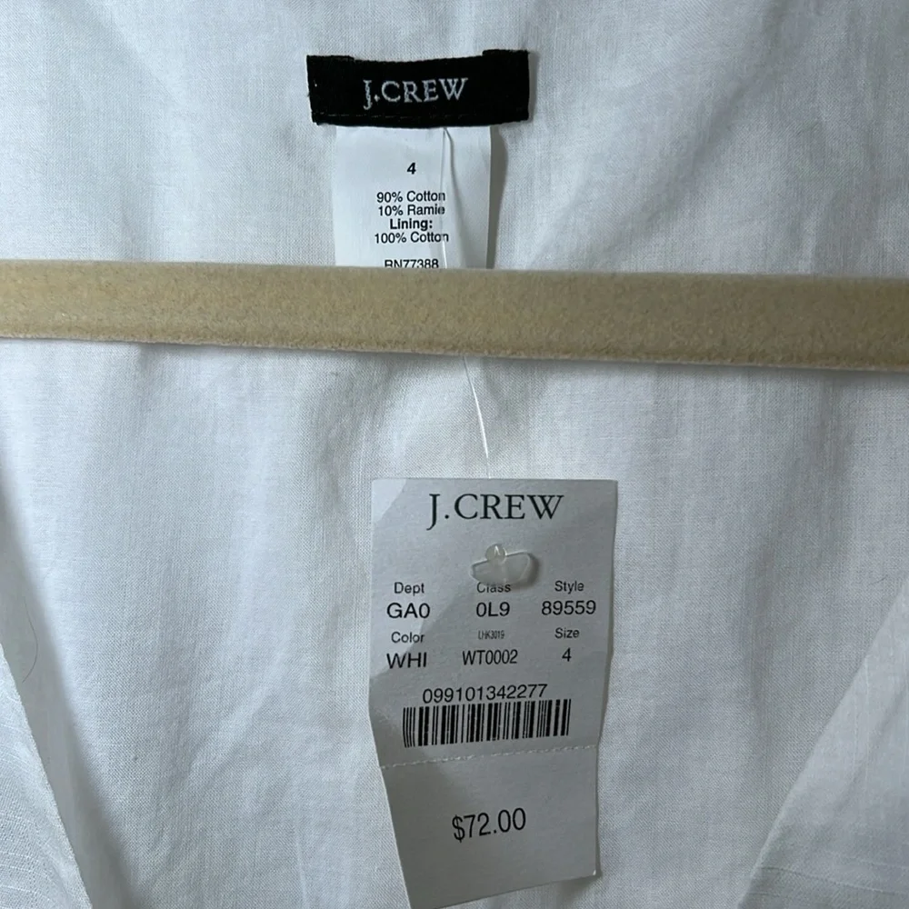 J. Crew White Wrap Blouse with Cuffed Sleeves Linen like - Picture 3 of 9